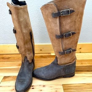Faryl Robin x Free People Bruna Pigskin Leather Two Toned Riding Boots